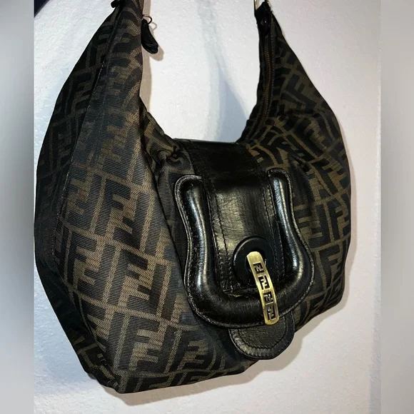 🖤 FENDI Zucca Borsa B Hobo Bag Made In ITALY Authentic! - Picture 3 of 16